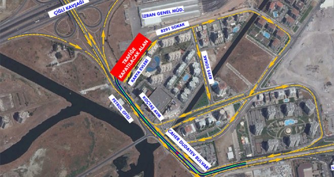  Caher Dudayev Bulvarı’nda tramvay çalışması için geçici trafik düzenlemesi 