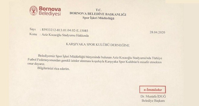 Bornova Belediyesi'nden KSK'ye stat jesti...