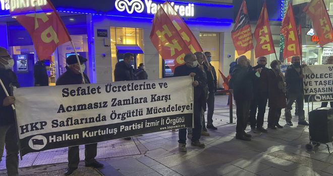 Halkın Kurtuluş Partisi asgari ücreti Karşıyaka’da protesto etti
