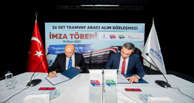 İzmir Büyükşehir, 26 araçlık elektrikli tramvay seti için imzayı attı