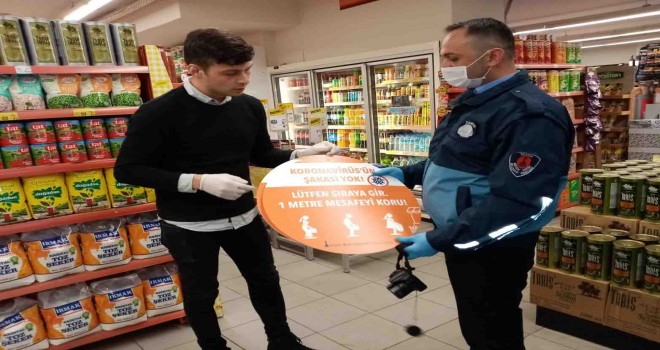 Marketlere dezenfektan ve maske denetimi