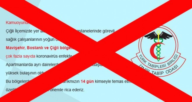 Mavişehir, Bostanlı, Çiğli bölgelerinde çok fazla sayıda koronavirüs vakası paylaşımına yalanlama