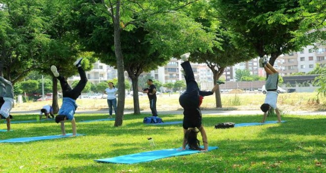 Çiğli’de sosyal mesafeli Taekwondo antrenmanı