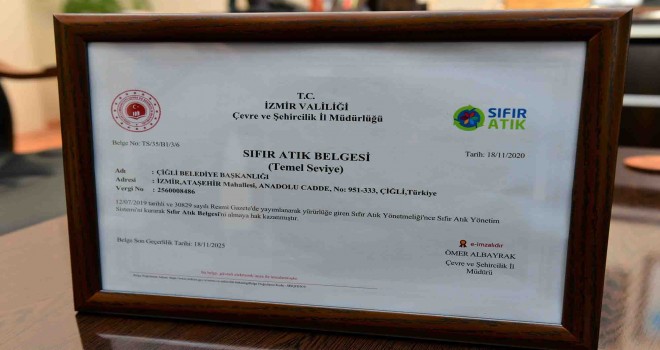 Çiğli Belediyesi “Sıfır Atık Belgesi” almaya hak kazandı