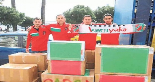 Karşıyakalı taraftarlar yardım kolilerini teslim etti