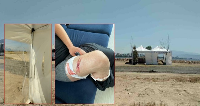 Karşıyaka Belediyesi'nin çadırlarına saldırdılar, görevliyi bıçakladılar...
