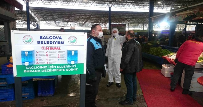Balçova zabıtasından Koronavirüs önlemleri