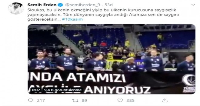Semih Erden'den Fenerbahçeli Sloukas'a tepki
