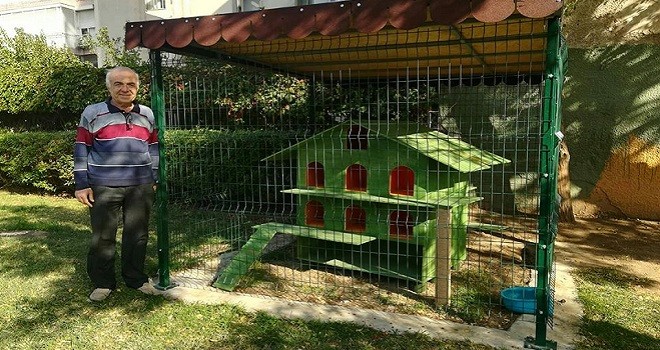 Osman Bey Parkı'na Kedi Barınma Evi yapıldı