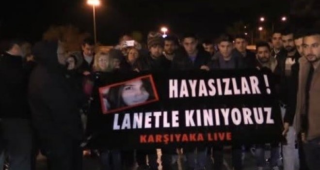 Özgecan'ın öldürülmesine Karşıyaka'da kornalı protesto