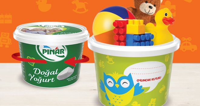 Pınar Yoğurt ambalajları oyuncak kutusuna dönüşüyor