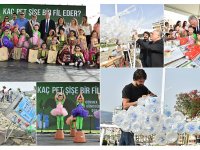 Atık piller kumbaraya, pet şişeler heykele