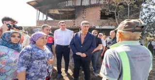 Başkan Tugay yangından etkilenen vatandaşları ziyaret etti