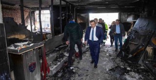 Başkan Batur, yanan Necatibey İlkokulu’nda incelemelerde bulundu