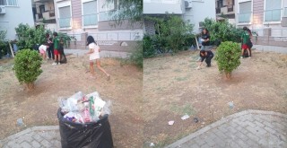 Çocuklar oyun alanları olan parkı temizledi...