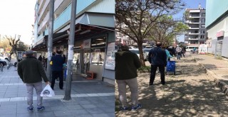 Market kuyruğunda sosyal mesafe kuralı...