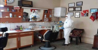 Ödemiş'te berber ve kuaför salonlarında dezenfeksiyon çalışması