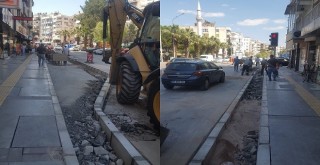 Bostanlı'da kaldırımlar genişliyor